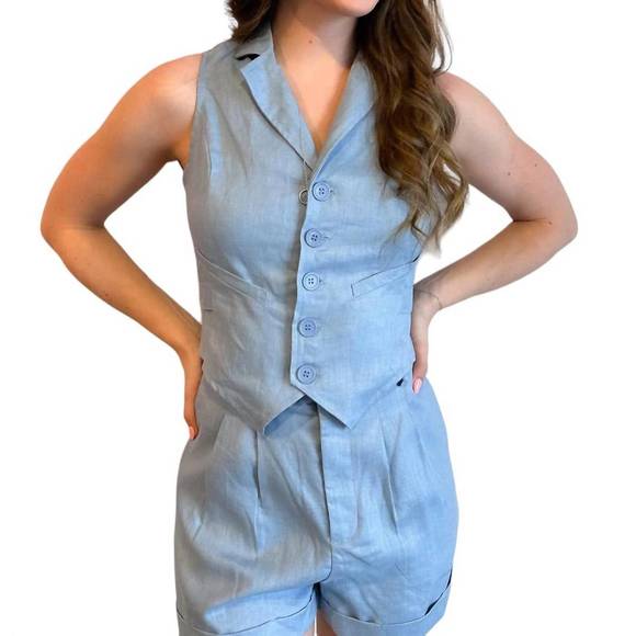 NEW OLIVACEOUS chasing you vest top in blue - Picture 1 of 3